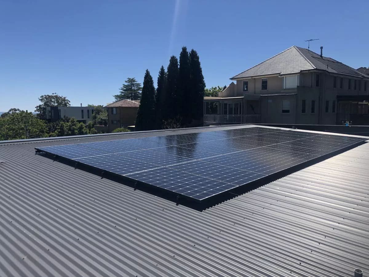 15kW solar panel system installed in a roof