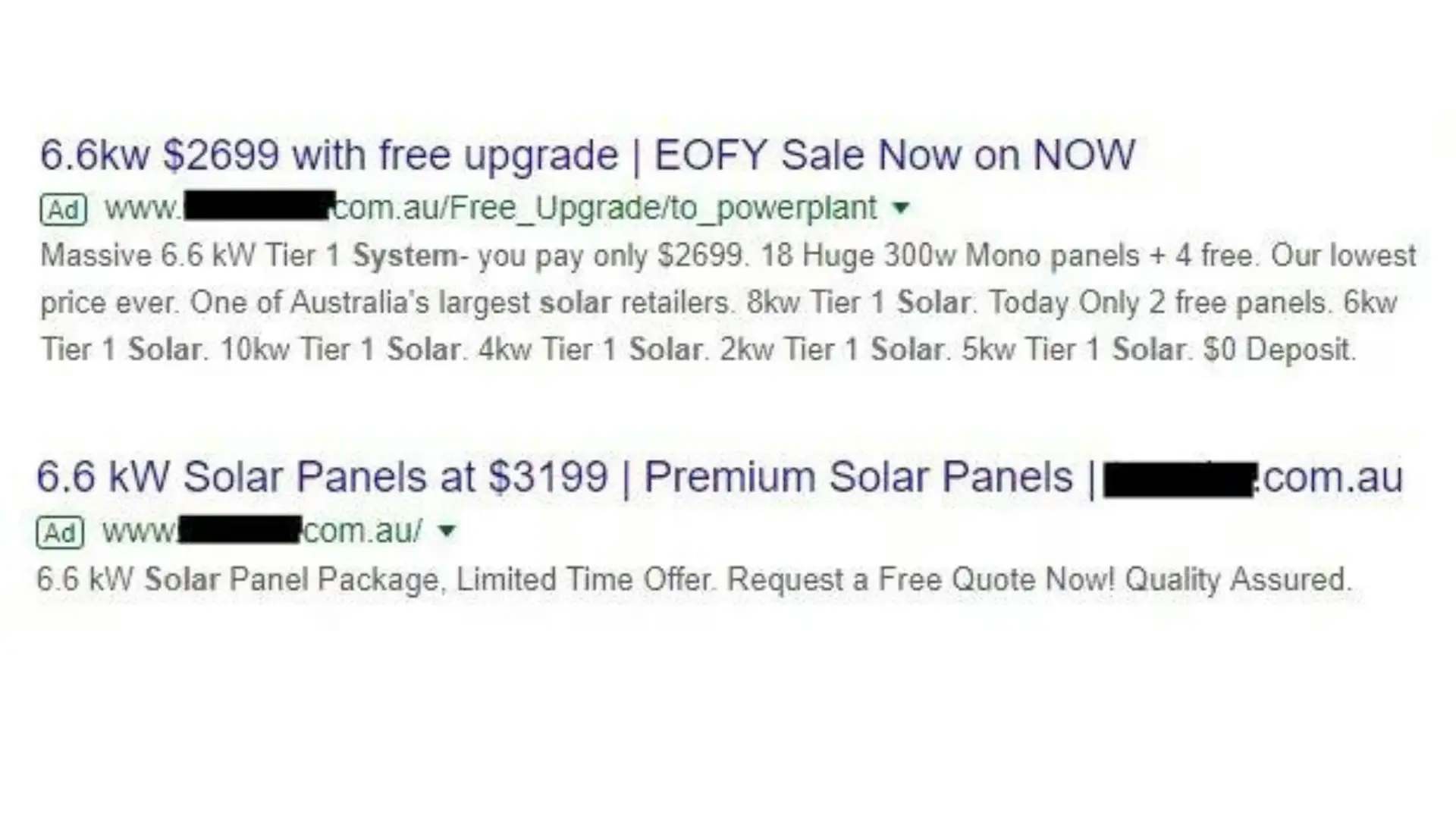 cheap solar deal Google ads