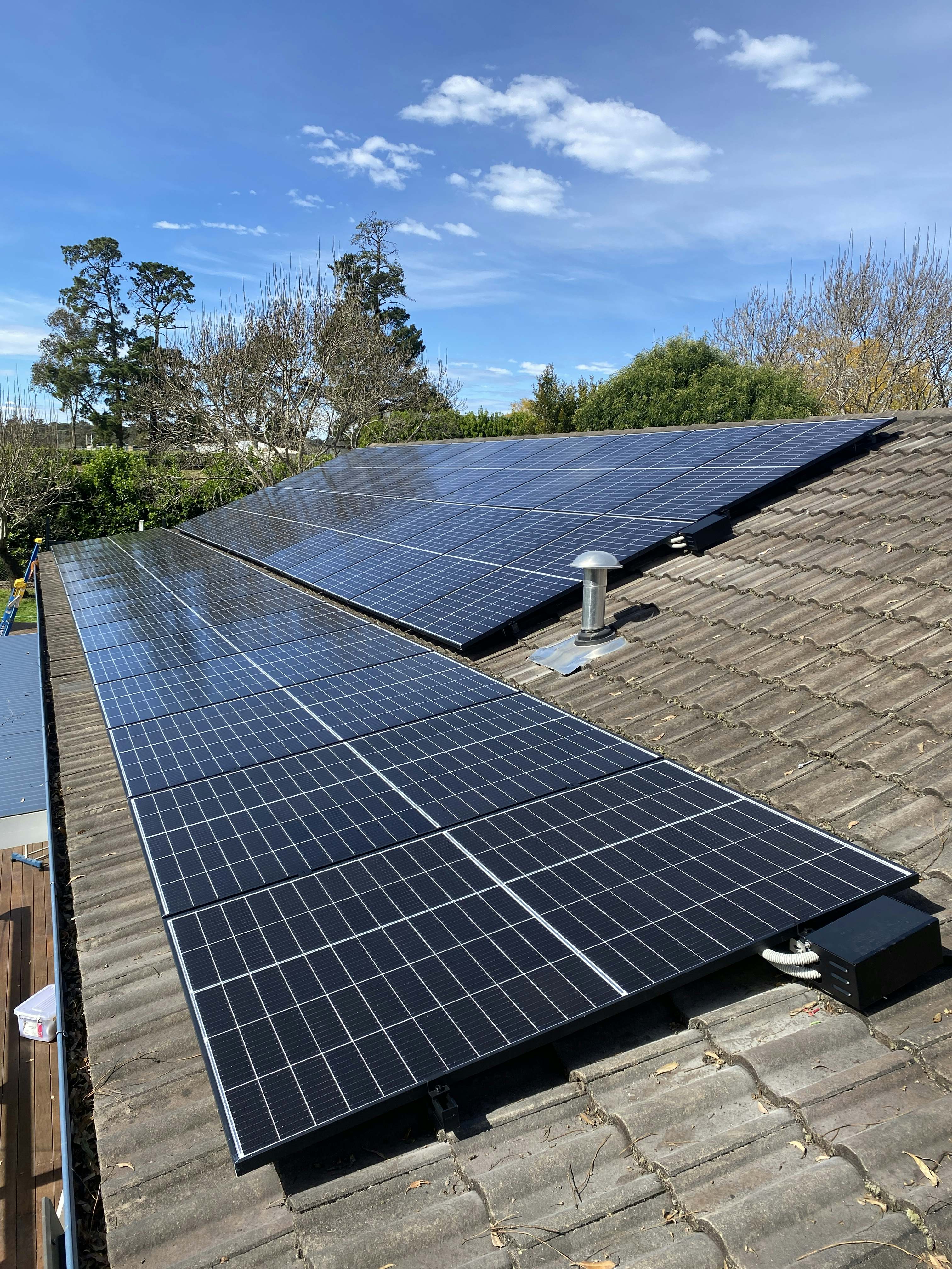 15kW solar panel system installed in a roof