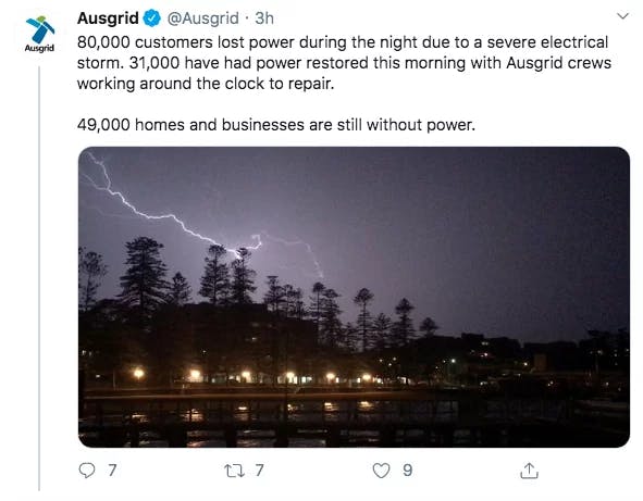 80, 000 Customer Lost Power During the Night Due to Electrical Storm