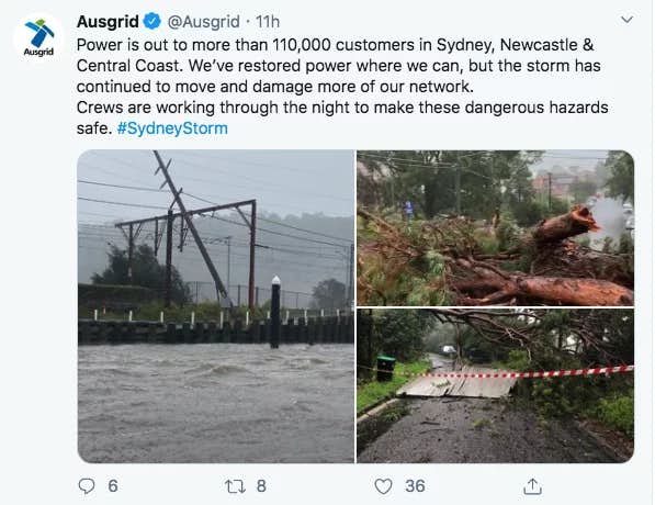 Power Is Out to More Than 110, 000 Customers in Sydney
